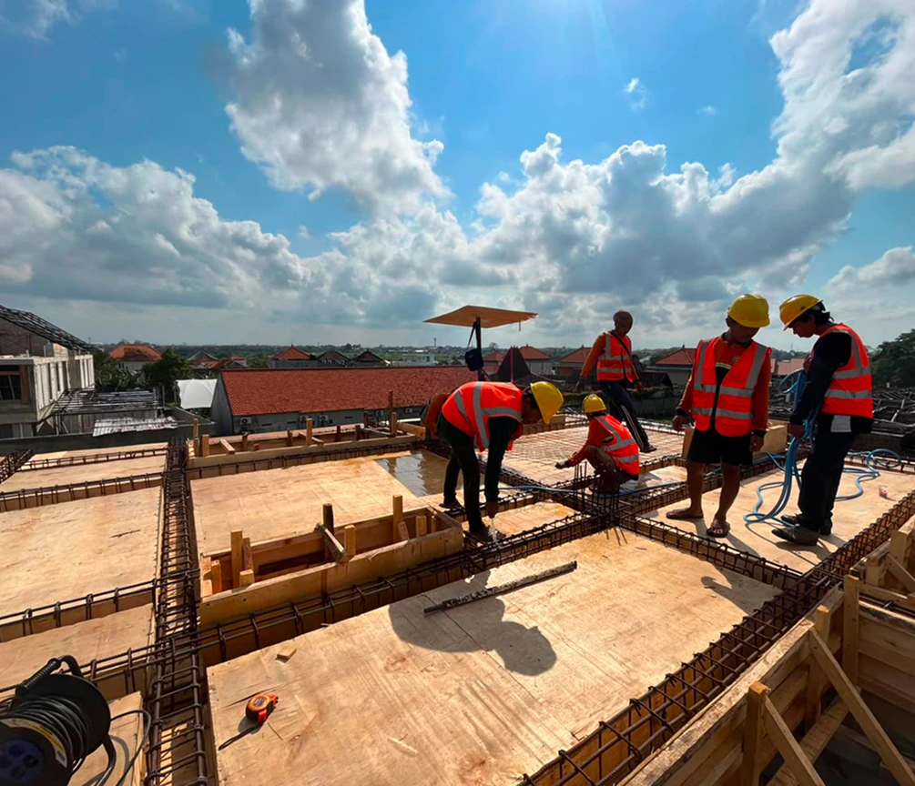 Builders working on an Amara Estate construction site