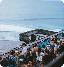 Beach club overlooking the Bali coast